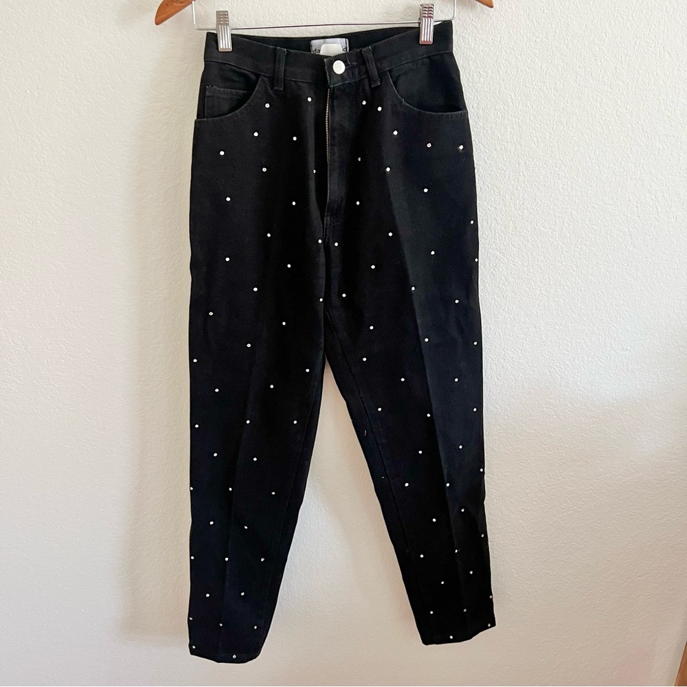 Vintage David David High Waisted Black Rhinestone Jeans Sz 6